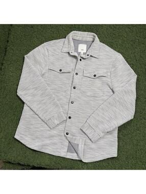 River Island Textured Knit Overshirt Jacket Mens Large Shacket Gray Soft Preppy